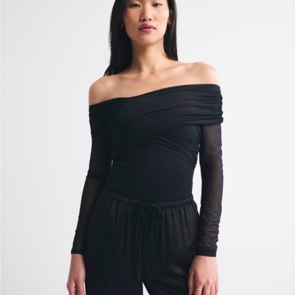 Abercrombie & Fitch Tops - Abercrombie & Fitch Black Draped Bodysuit